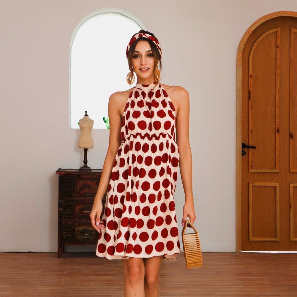 Polka Dot Halter Dress Size: M NWT